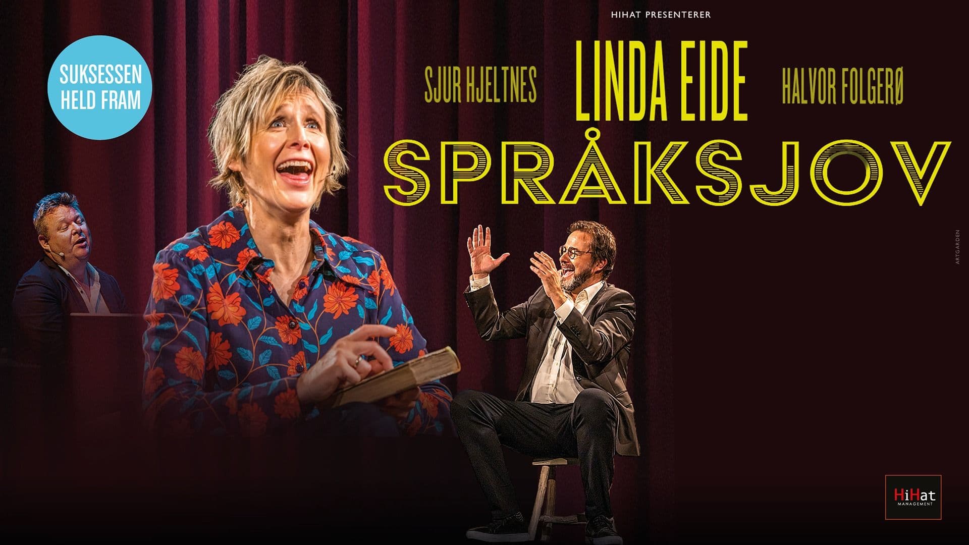Promotional graphic for Linda Eide – Språksjov