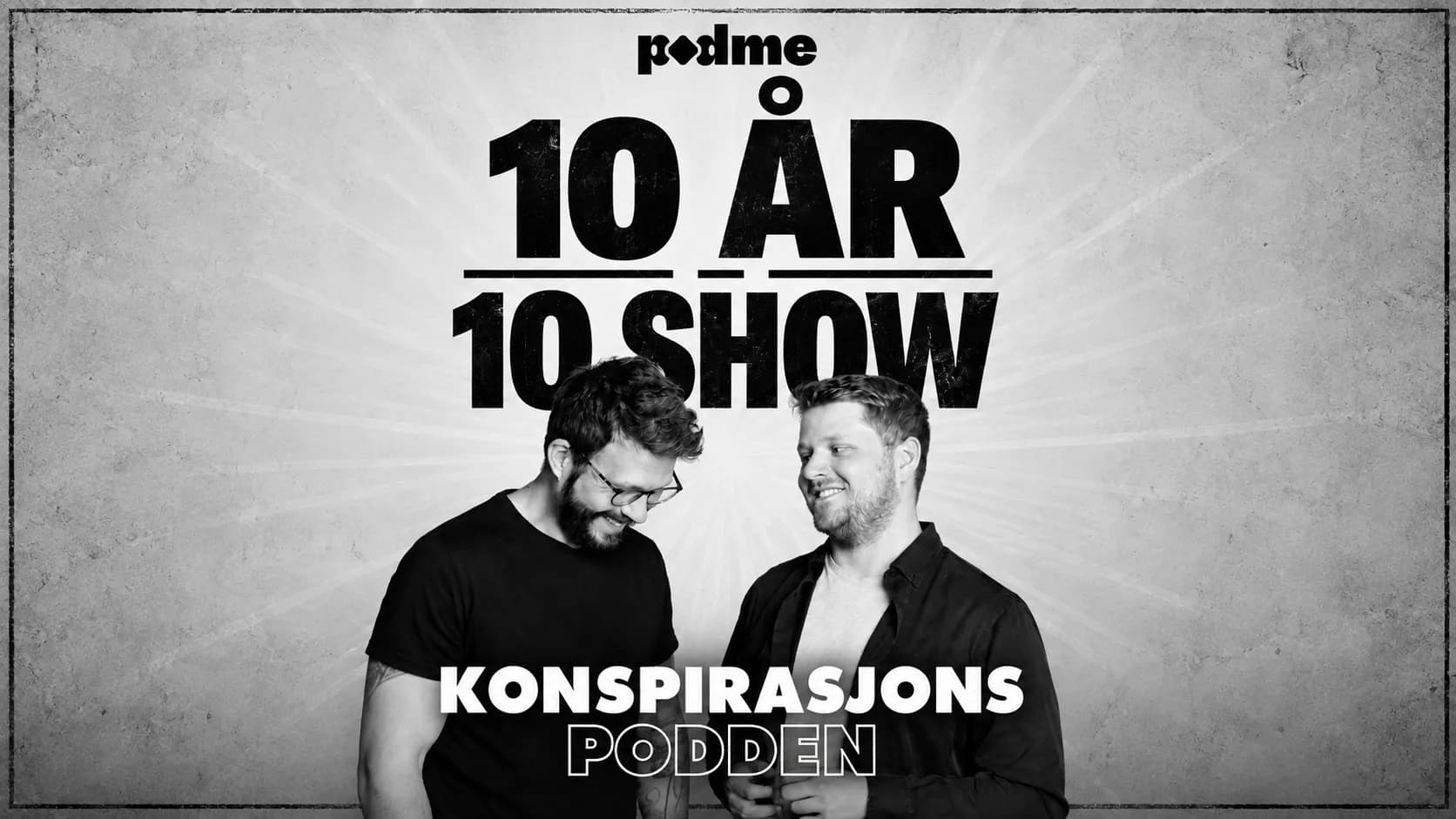 Promotional graphic for Konspirasjonspodden 10 år