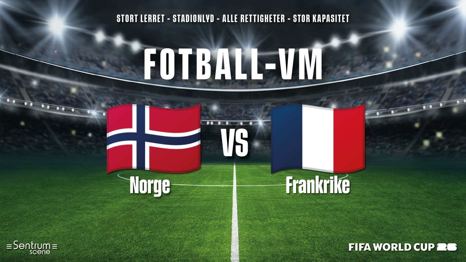 Promotional graphic for Fotball-VM: Norge - Frankrike
