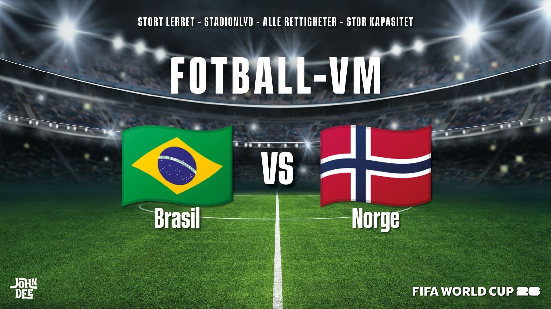 Promotional graphic for Fotball-VM: Åttedelsfinale Brasil - Norge