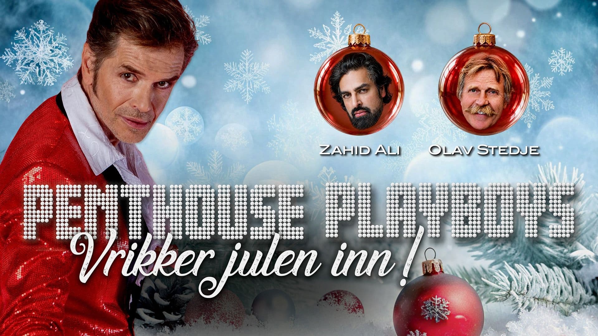 Promotional graphic for Penthouse Playboys vrikker julen inn – med Zahid Ali og Olav Stedje!