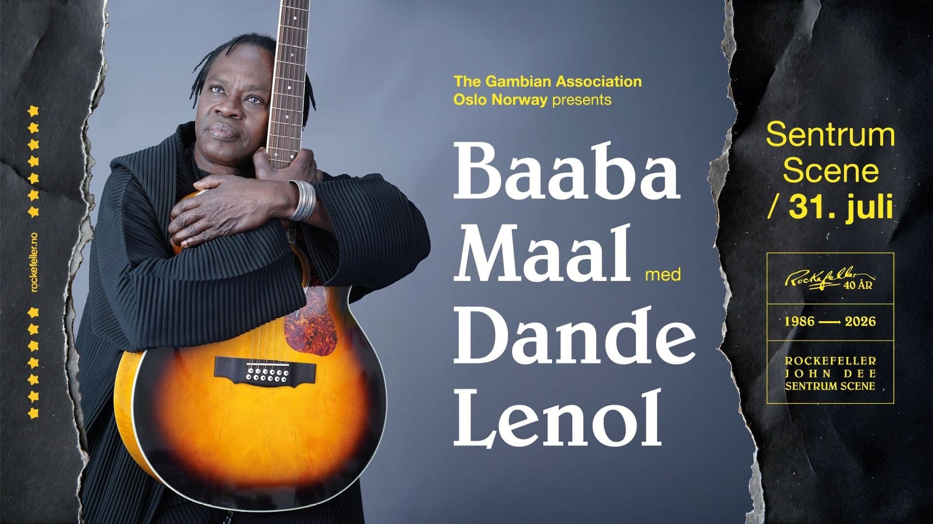 Promotional graphic for Baaba Maal med Dande Lenol