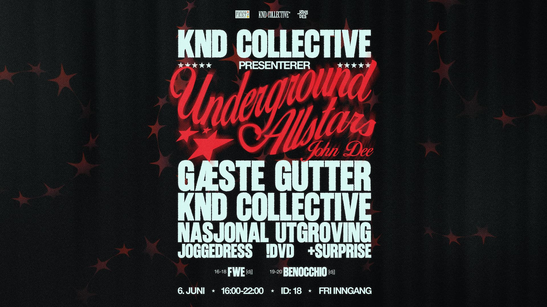 Promotional graphic for Musikkfest Oslo: KND Collective presenterer Underground Allstars