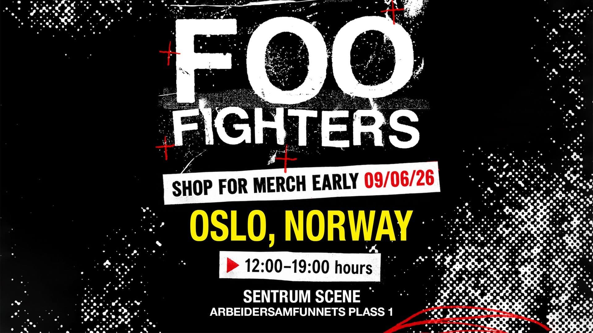 Promotional graphic for Foo Fighters merch shop