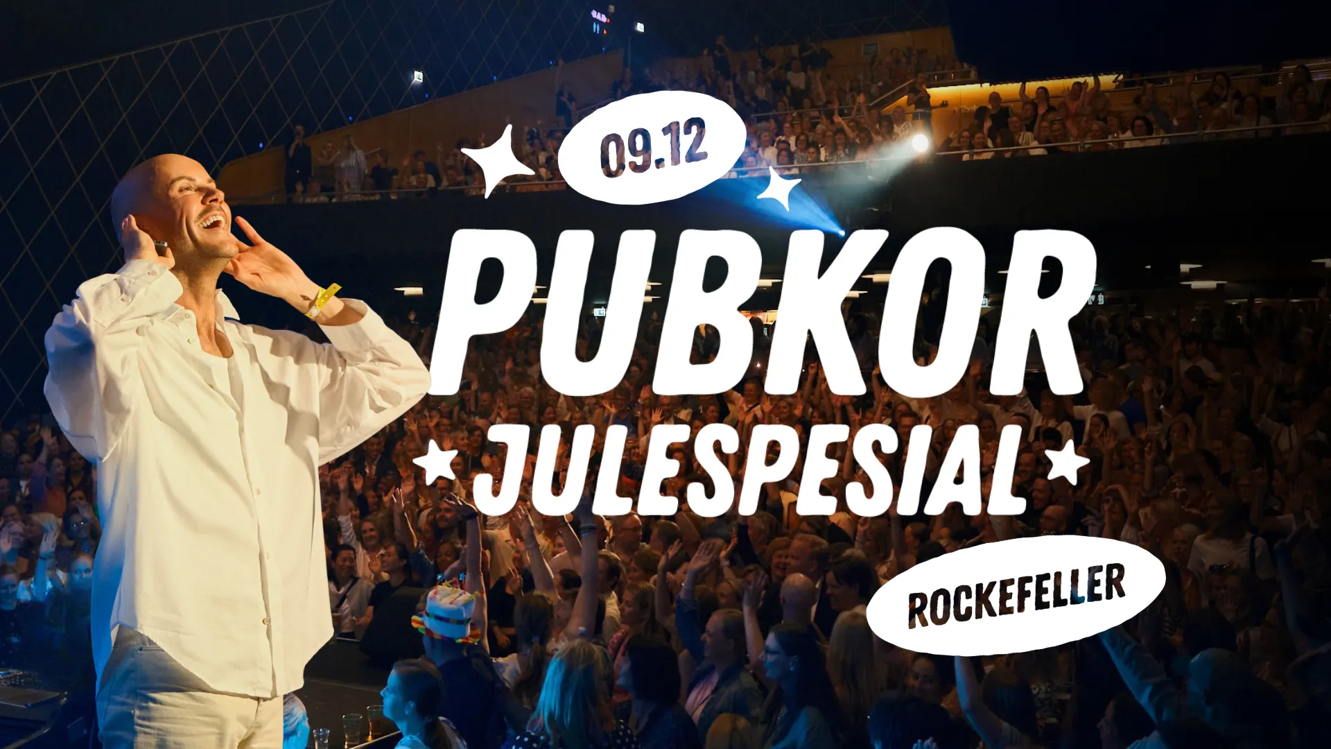 Promotional graphic for Pubkor – Julespesial på Rockefeller